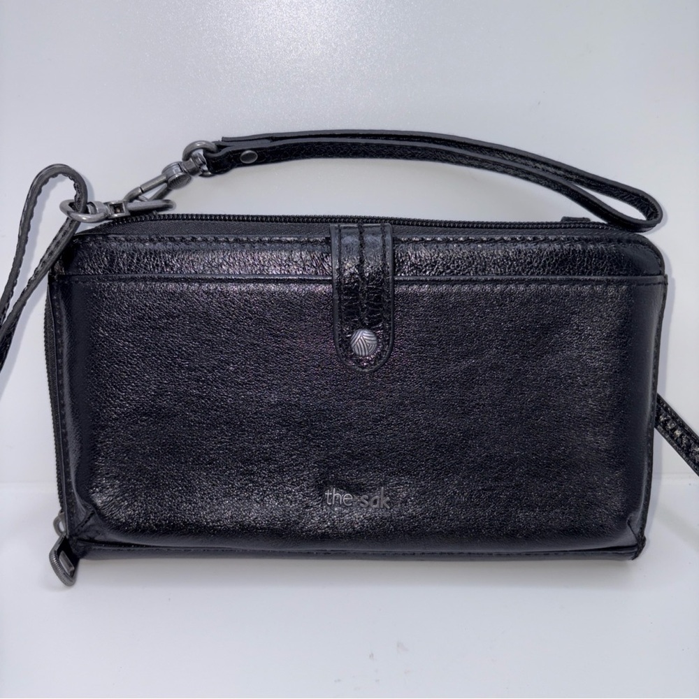 The Sak Black Leather Crossbody Wristlet Bag 3 in 1 Phone Wallet Purse Clutch
